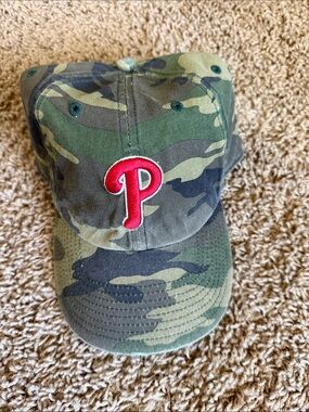 Camo Phillies Baseball Cap with Red 'P' Patch - Men’s Adjustable Hat
